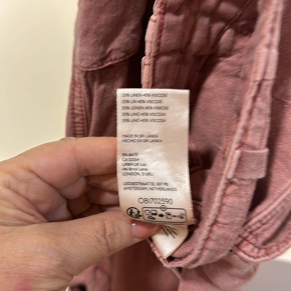 Anthropologie Pilcro Mauve Linen Blend Wide Leg Cargo Pant Sz 32 - Picture 5 of 6